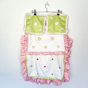 3D Polka Dot Multi Colored Pastel Ruffle Pillow Set with 2 Pottery Barn Drapes